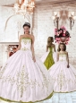 Unique White Princesita Dress with Yellow Green Embroidery for 2015