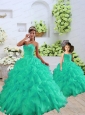 2015 Fashionable Organza Turquoise Princesita Dress with Beading and Ruffles