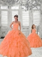 2015 Top Seller Beading and Ruffles Princesita Dress in Orange