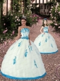 Exquisite Appliques White and Teal Princesita Dress for 2015