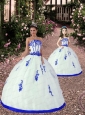 New Style Appliques Princesita Dress in White and Royal Blue for 2015