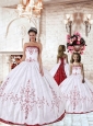 White Strapless Princesita Dress with Red Embroidery for 2014