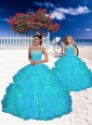 2015 Fashionable Appliques and Beading Princesita Dress in Aqua Blue
