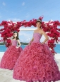 2015 New Arrival Beading and Ruffles Princesita Dress in Coral Red