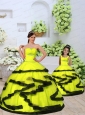 Classical Organza Yellow Princesita Dress with Beading and Ruching for 2015