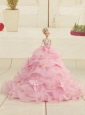 2015 Baby Blue Bowknot Quinceanera Doll Dress