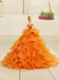 2015 Orange Organza Bowknot Quinceanera Doll Dress