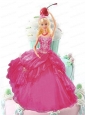 Hot Pink Quinceanera Dress For Quinceanera Doll With Appliques And Pick-ups