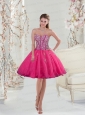 2015 Sweetheart Rose Pink Sequins and Appliques Prom Dresses