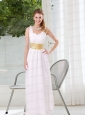 Natural White Empire Straps Ruching Prom Dresses