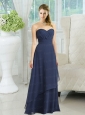 2015 Navy Blue Sweetheart Empire Prom Dresses  with Ruching
