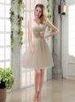 Beautiful Champagne Bowknot Princess Prom Dresses with V Neck