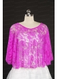 Hot Pink Beading Lace Hot Sale Wraps for 2014