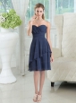 Navy Blue Sweetheart Empire Prom Dresses  with Ruching