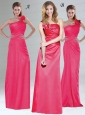 One Shoulder Floor Length Prom Dresses  with Hand Made Flowers