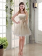 Simple Ruching Strapless Princess Prom Dress with Bowknot