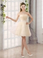 2015 Appliques Strapless A Line Mini Length Prom Dress