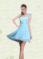 A Line Straps Prom Dresses with Ruching and Bowknot