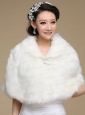 2015 Ivory Faux Fur Shawl With Button Front Closure