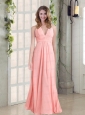 2015 Simple Halter Empire Ruching and  Prom Dress in Watermelon Red