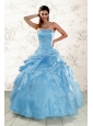 2015 Hot Sale Appliques Quinceanera Dresses in Aqua Blue