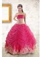 Exquisite Lace Appliques Hot Pink  Quinceanera Gowns for 2015