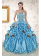 New Style Aqua Blue Quinceanera Dresses with Beading and Flowers