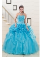 2015 Fashionable Sweetheart Beading Quinceanera Dress in Aqua Blue