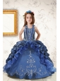 2015 Affordable Appliques and Pick Ups Little Girl Dress in Navy Blue