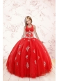 2015 Fashionable Appliques Red Little Girl Pageant Dress