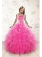 2015 Most Popular Beading and Ruffles Little Girl Pageant Dress in Pink