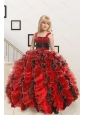 2015 New Arrival Appliques and Ruffles Multi-color Flower Girl Dress