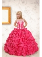 Beautiful Coral Red Little Girl Dress with  Appliques and Pick Ups