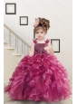Custom Made Burgundy Little Girl Dress with Beading and Ruffles for 2015