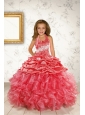 Exquisite Appliques and Ruffles Coral Red Flower Girl Dress for 2015 Spring