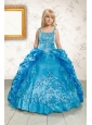 Luxurious Ruffles and Pick Ups Little Girl Pageant Dress in Blue