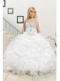 Most Popular Beading and Ruffles White Little Girl Pageant Dress