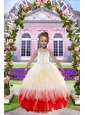 Newest Beading White and Red Little Girl Dress for 2015