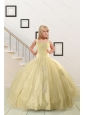 On Sales Appliques Light Yellow Little Girl Dress for 2015