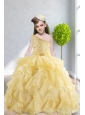 Ruffles and Beading 2015 Popular Little Girl Pageant Dress with One Shoulder