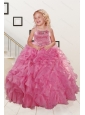 Trendy Pink Little Girl Dress with Beading and Ruffles for 2015 Spring