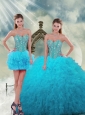 2015 Spring Pretty Beading and Ruffles Turquoise Dresses For Quince