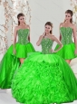 Detachable Beading and Ruffles Quince Dresses in Spring Green for 2015