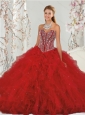 Pretty Beading and Ruffles Red Dresses for Quinceanera