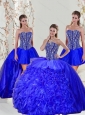 Pretty Beading and Ruffles Sweet 16 Dresses in Royal Blue for 2015