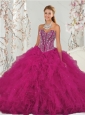 Puffy Beading and Ruffles Dresses for Quince in Red for 2015