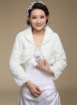 Faux Fur Open Front Modest Wedding Shawl in White