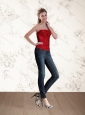 2015 The Most Popular Strapless Beaded Corset in Red