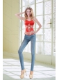 2015 Best Sweetheart Coral Red Corset With Appliques