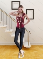 2015 Cute Wine Red One Shoulder Corset with Beading
